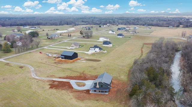 drone / aerial view with a rural view