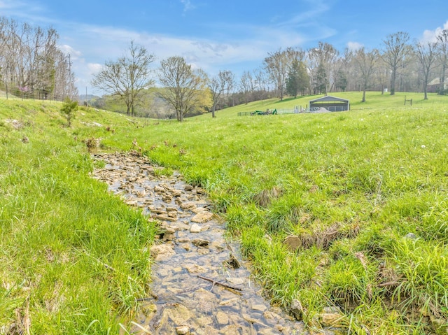 view of yard with a rural view