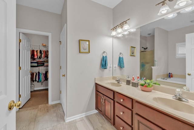 bathroom featuring vanity and a bathtub