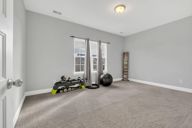 exercise area featuring carpet