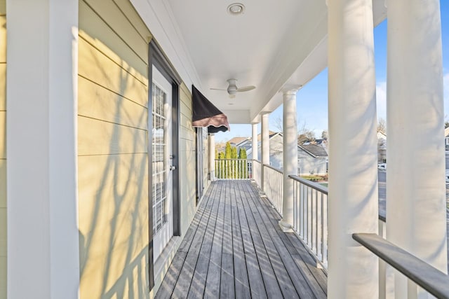 balcony with ceiling fan