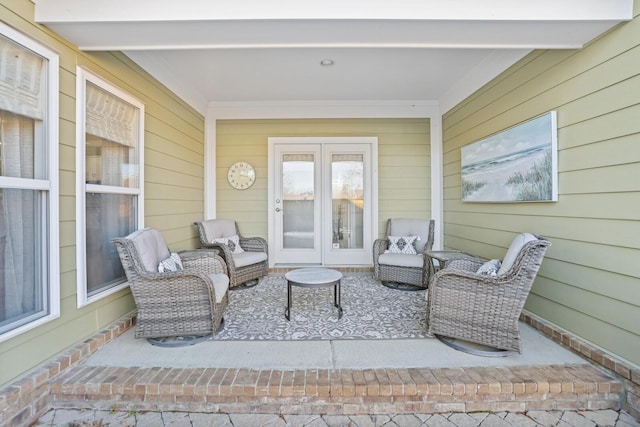 view of patio featuring french doors