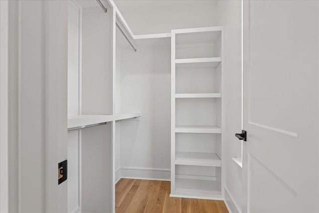 spacious closet with light hardwood / wood-style flooring