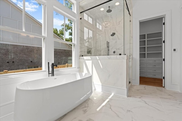 bathroom with independent shower and bath