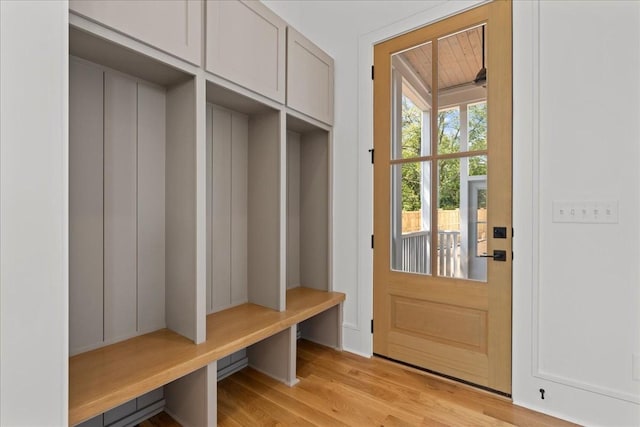 mudroom with light wood-type flooring