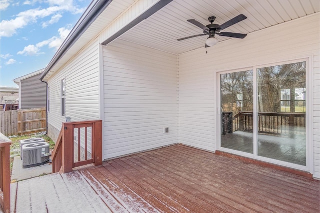 deck with cooling unit and ceiling fan