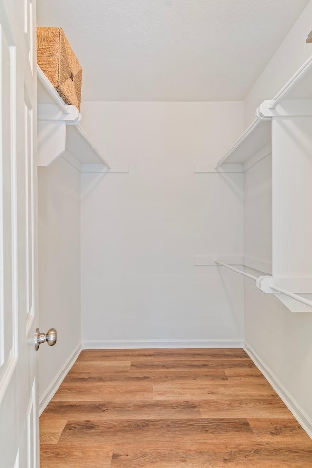 spacious closet with hardwood / wood-style flooring