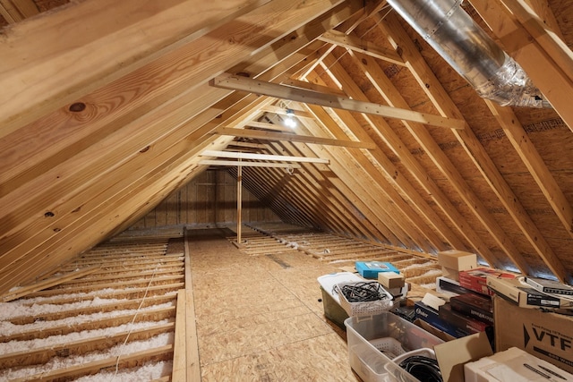 view of unfinished attic