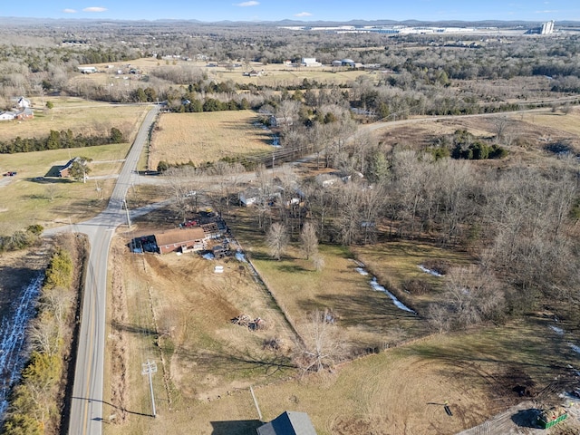 drone / aerial view with a rural view