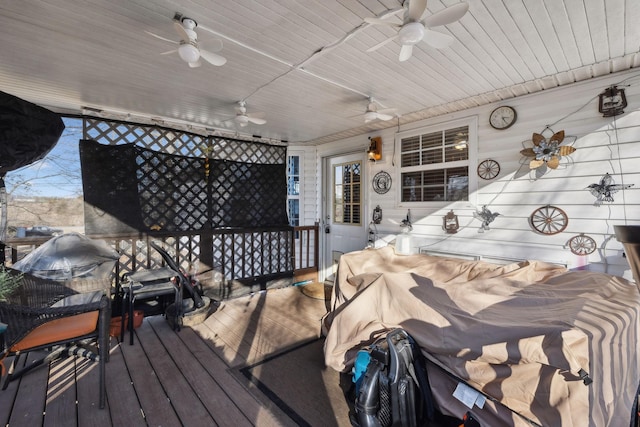 deck featuring ceiling fan