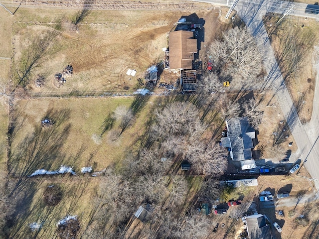 birds eye view of property featuring a rural view