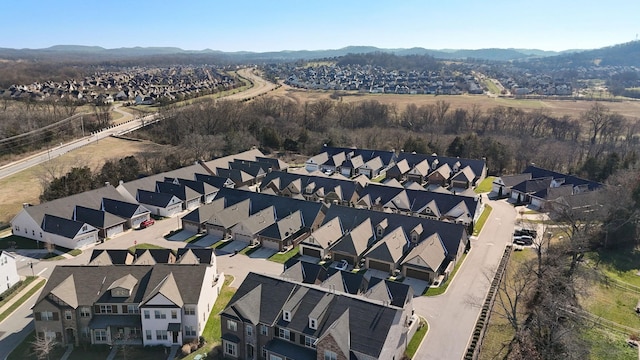 drone / aerial view with a mountain view