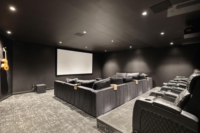 view of carpeted home theater room