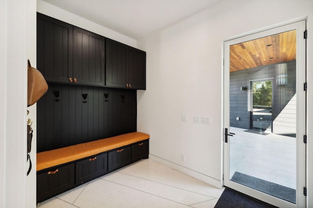 mudroom featuring light tile patterned flooring