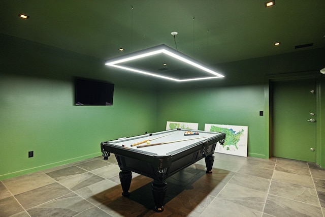 playroom featuring billiards