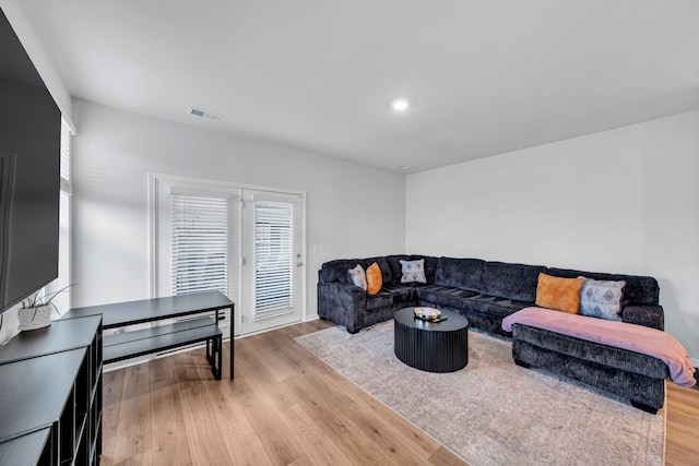 living room featuring light hardwood / wood-style flooring