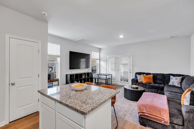 living room featuring light hardwood / wood-style floors