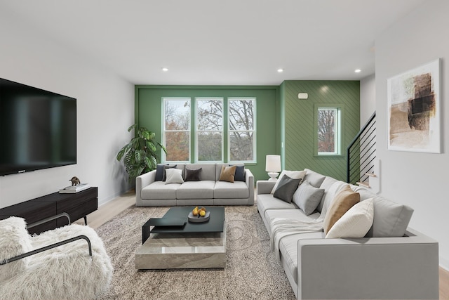 living room featuring light hardwood / wood-style flooring