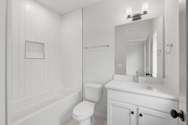 full bathroom featuring toilet, vanity, and shower / bathing tub combination