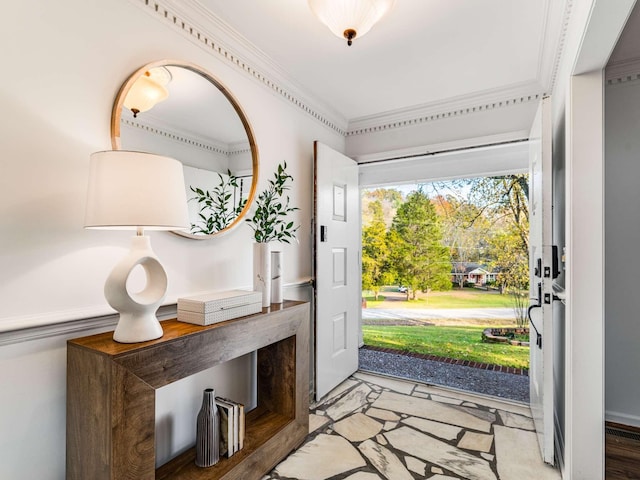 entryway with ornamental molding