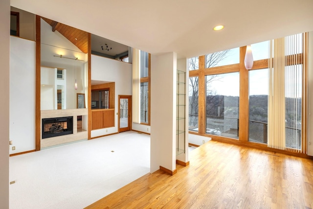 unfurnished living room featuring light hardwood / wood-style flooring