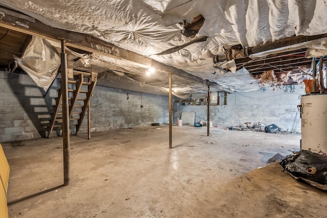 basement with gas water heater