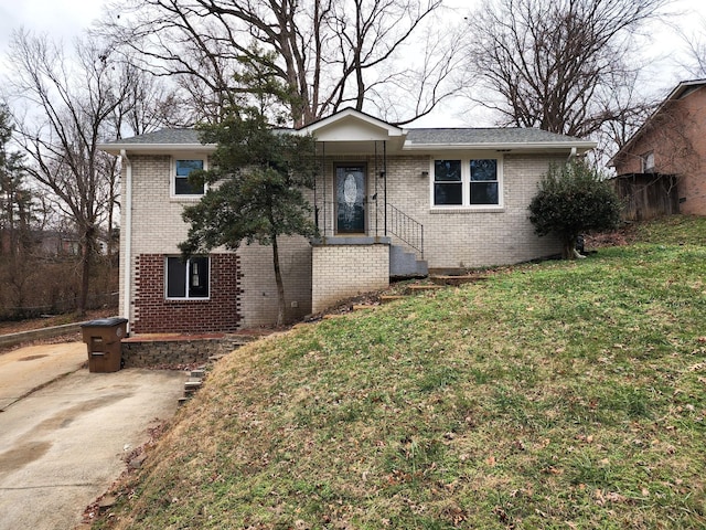 view of front of property with a front lawn