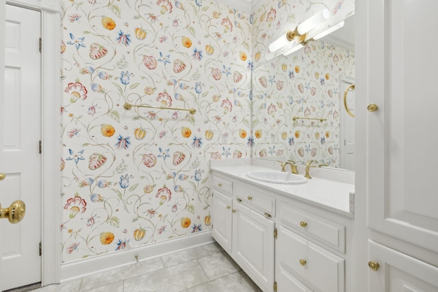 bathroom with vanity and tile patterned floors