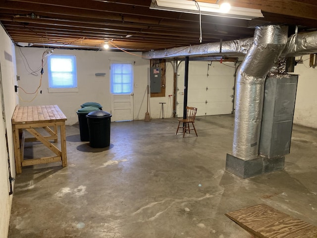 basement with electric panel