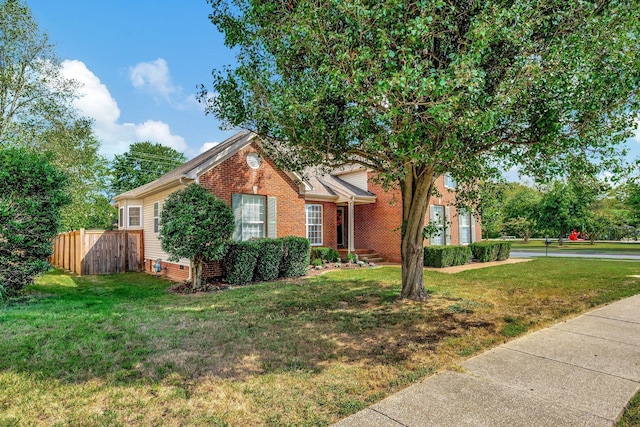 view of front of home with a front yard