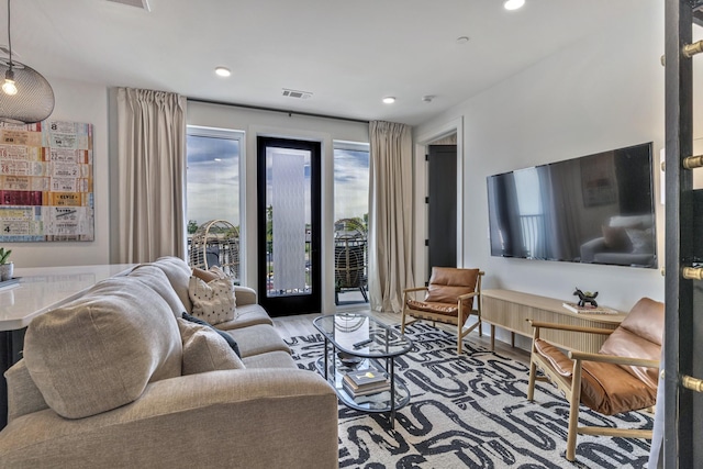 living room featuring hardwood / wood-style flooring