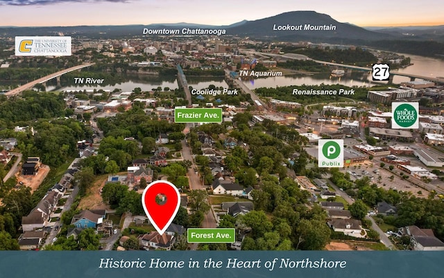 518 Forest Ave, Chattanooga, TN 37405 - birds eye view of property with a water and mountain view