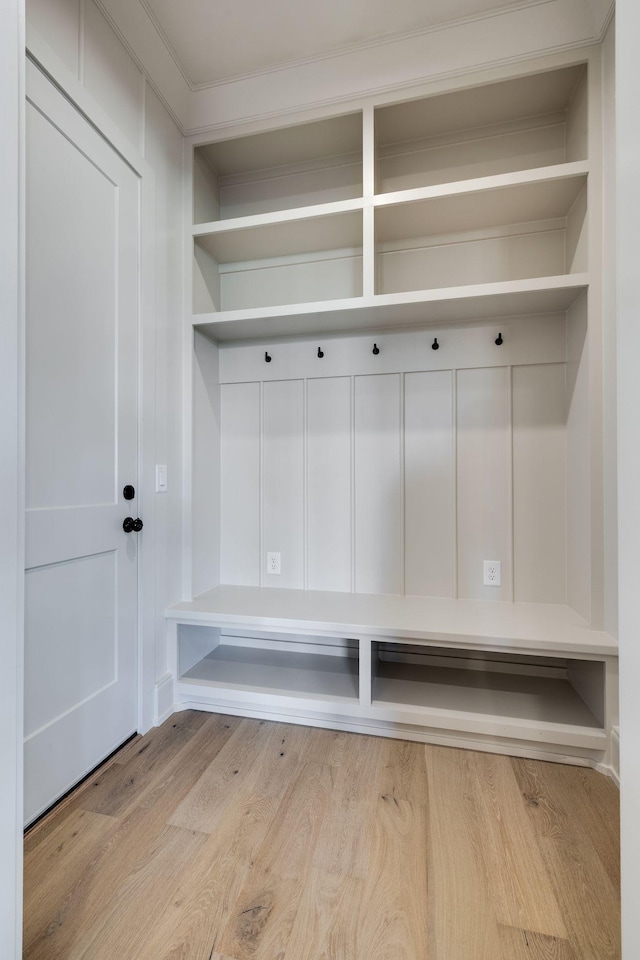 mudroom with light wood-type flooring