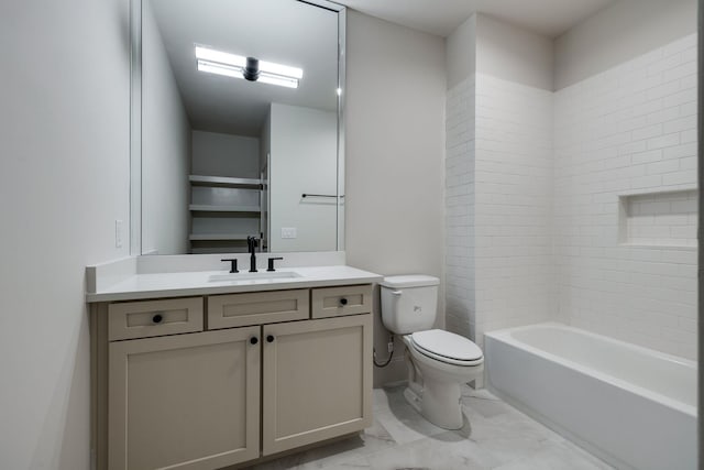 full bathroom featuring toilet, shower / washtub combination, and vanity