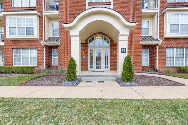 property entrance with french doors