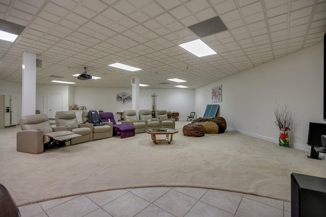 living room featuring light tile patterned flooring