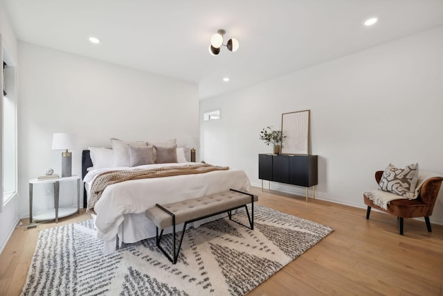 bedroom featuring light wood-type flooring