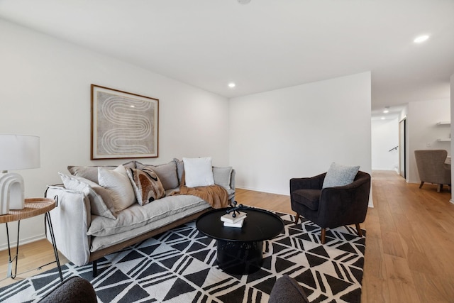 living room featuring light wood-type flooring