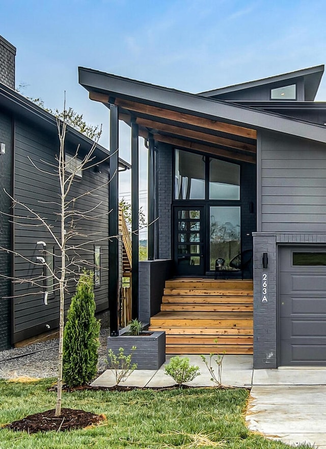 entrance to property with a garage