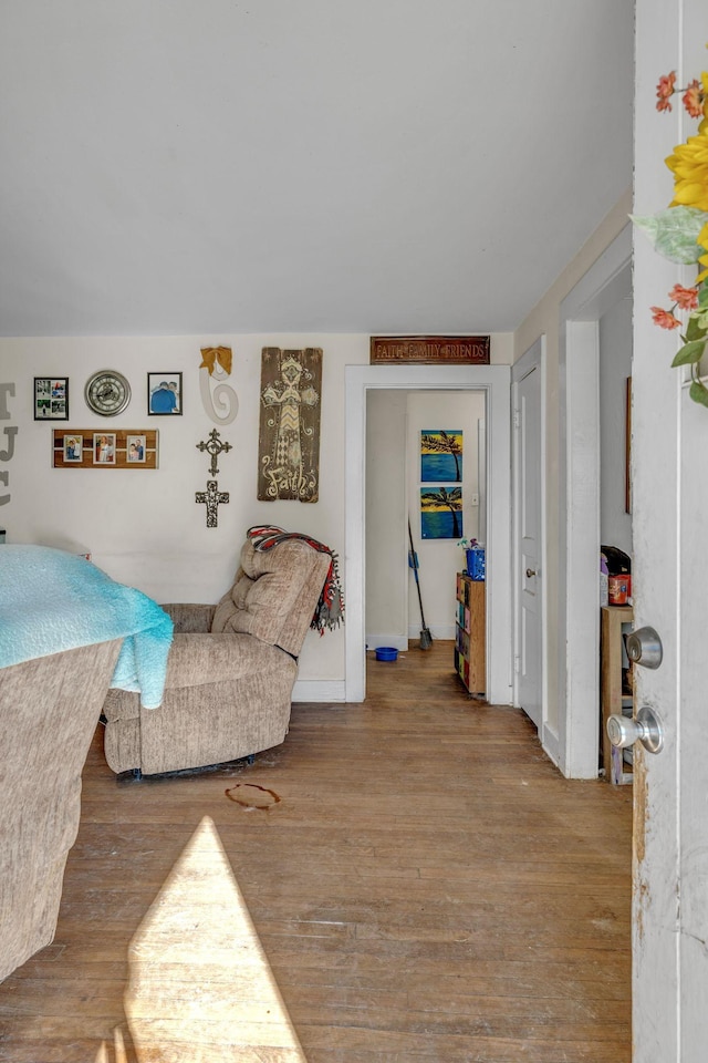 bedroom with wood-type flooring