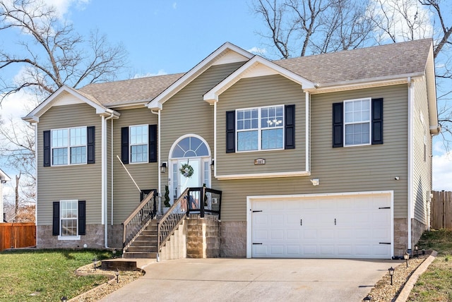 raised ranch with a garage