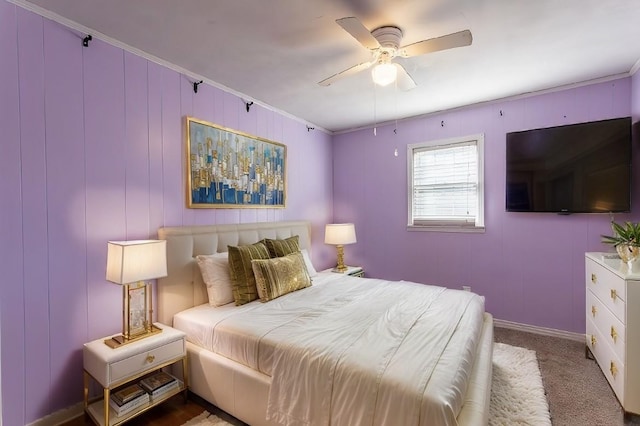 bedroom with carpet floors and ceiling fan