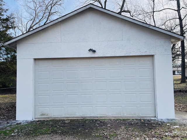 view of detached garage