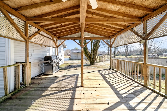 deck with a gazebo and grilling area