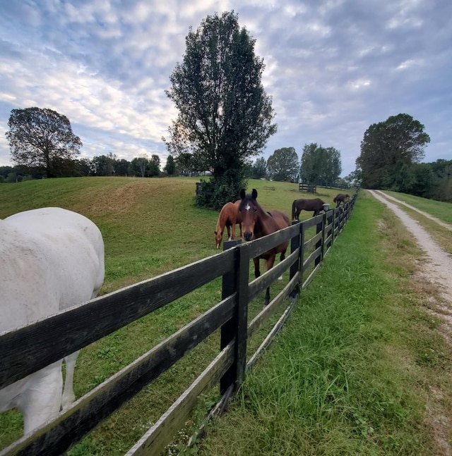 exterior space featuring a rural view