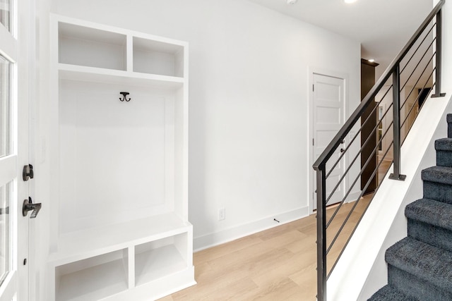 mudroom featuring light hardwood / wood-style floors