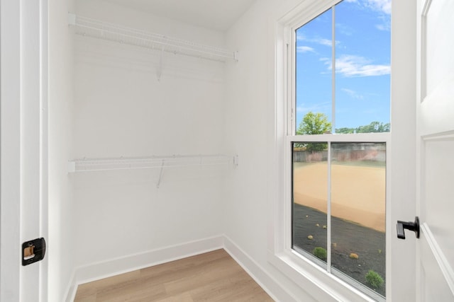 spacious closet featuring hardwood / wood-style flooring