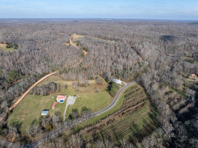 drone / aerial view with a rural view