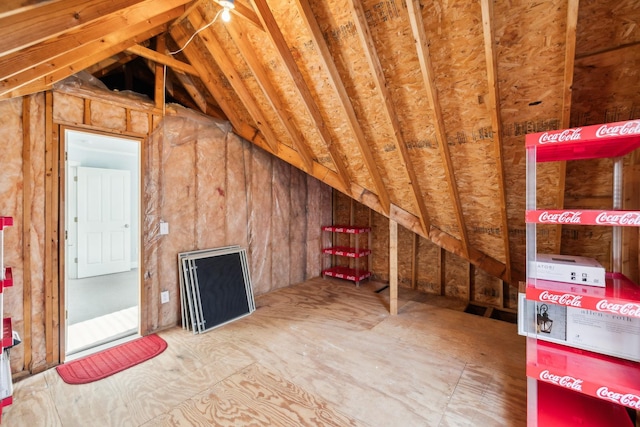 view of unfinished attic