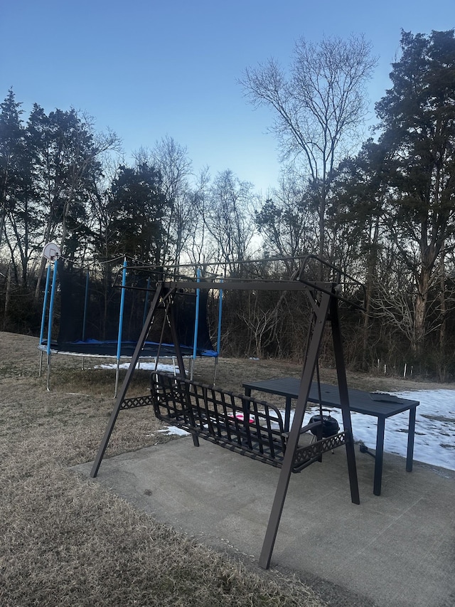 exterior space featuring a trampoline